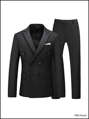 Men's 2 Piece Double Breasted Tuxedo Suit Set Slim Fit Wedding